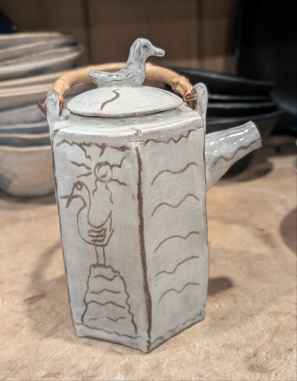 Bird Teapot Six Sided