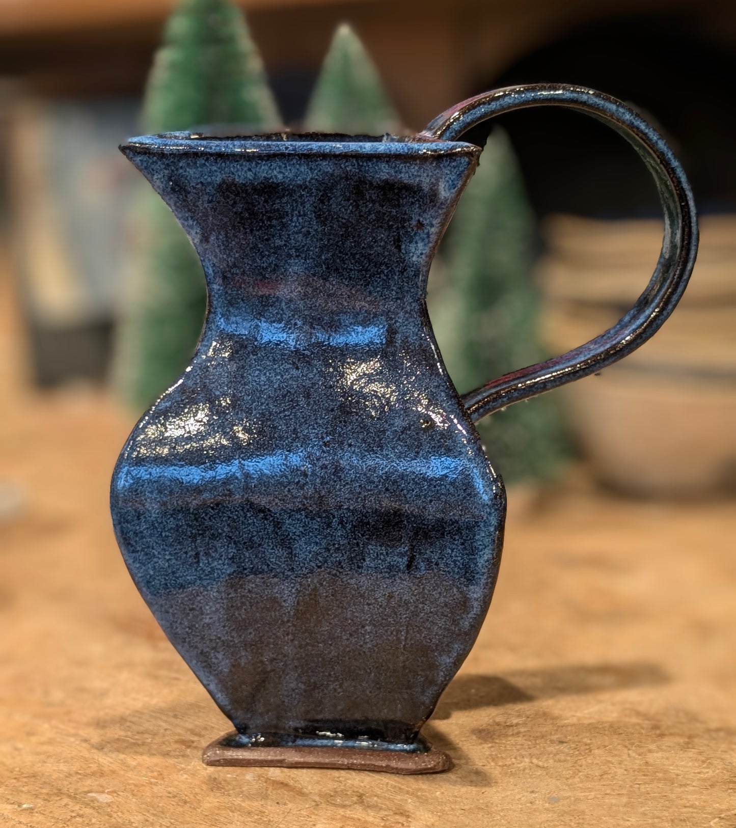Three Sided Pitcher / Vase Blue