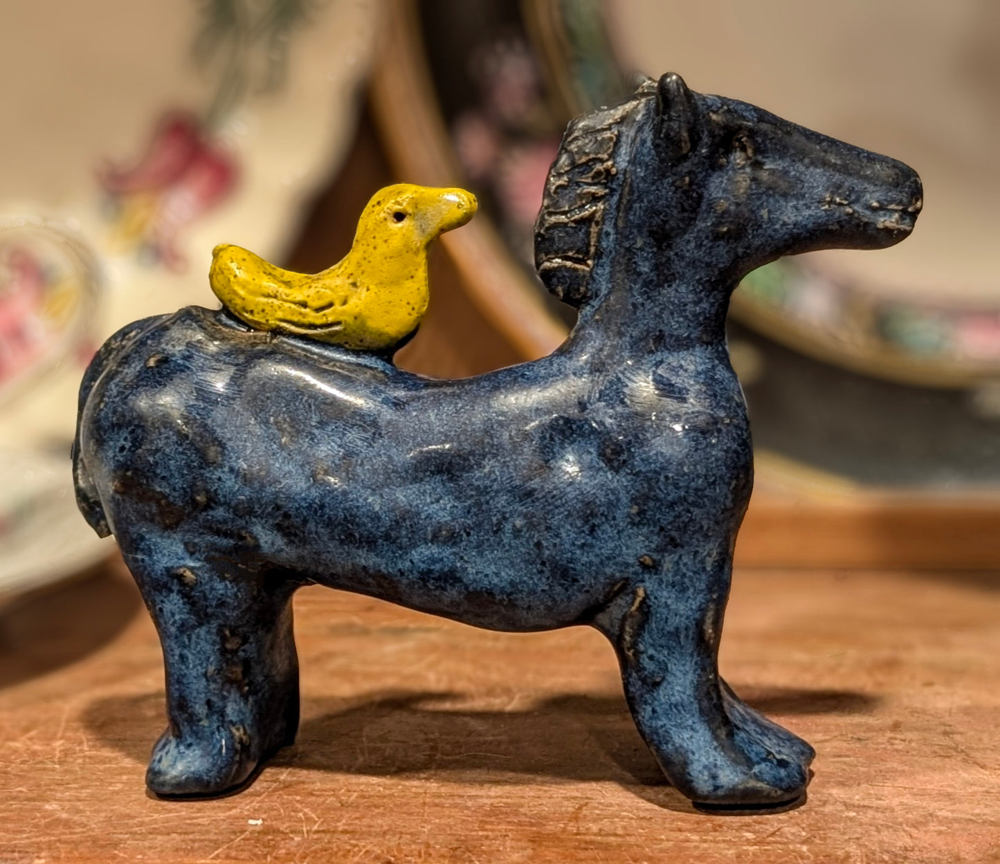 Blue horse yellow bird