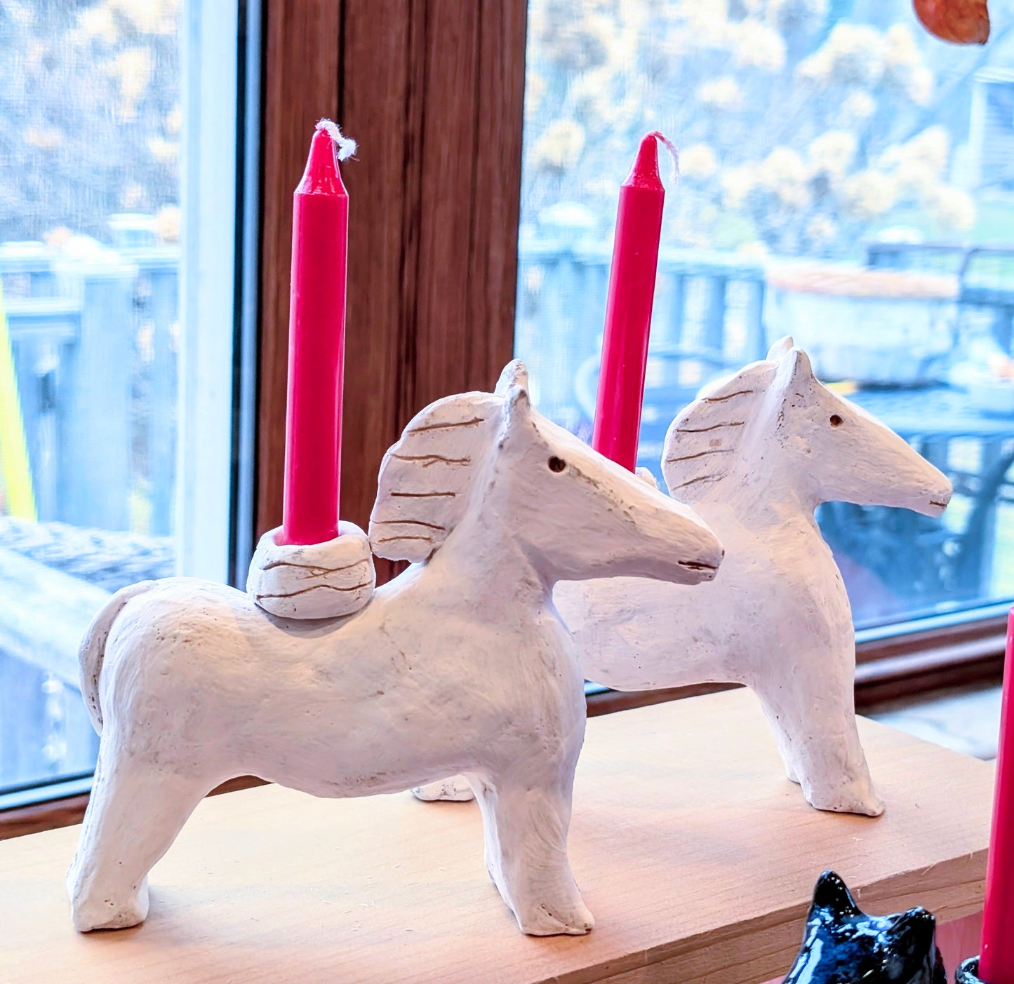 Large White Horse Candleholder