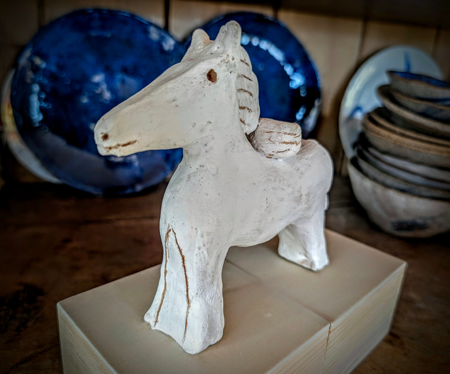 Large White Horse Candleholder