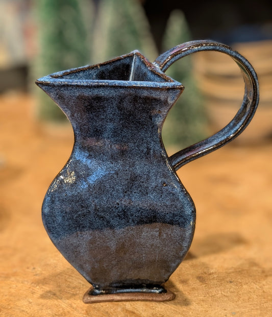 Three Sided Pitcher / Vase Blue