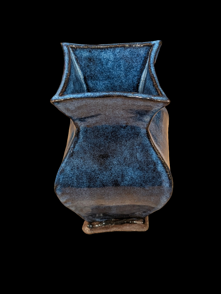 Blue Four Sided Vase