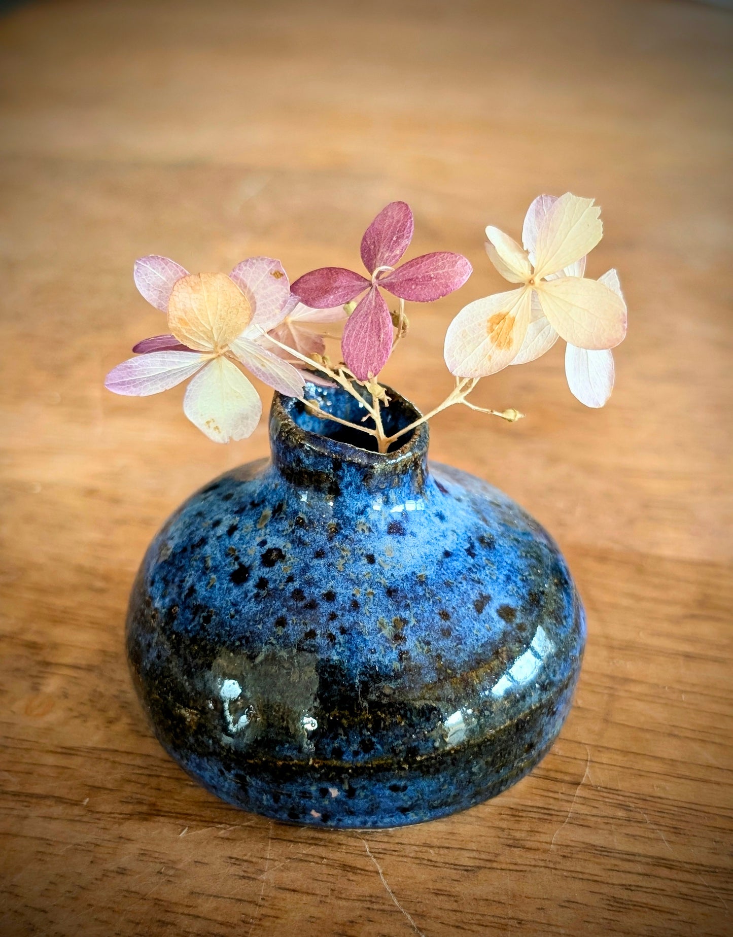 Blue Speckled Bud Vase