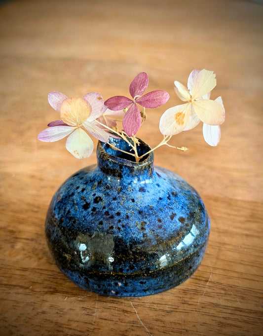Blue Speckled Bud Vase