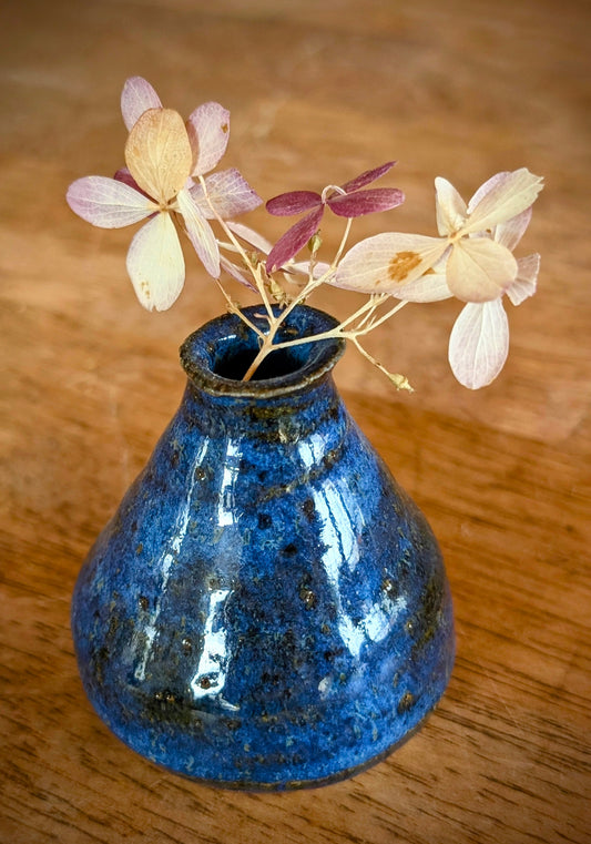 Blue Speckled Bud Vase