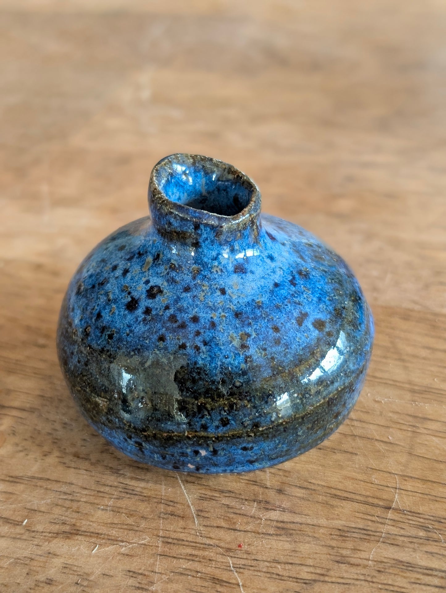 Blue Speckled Bud Vase