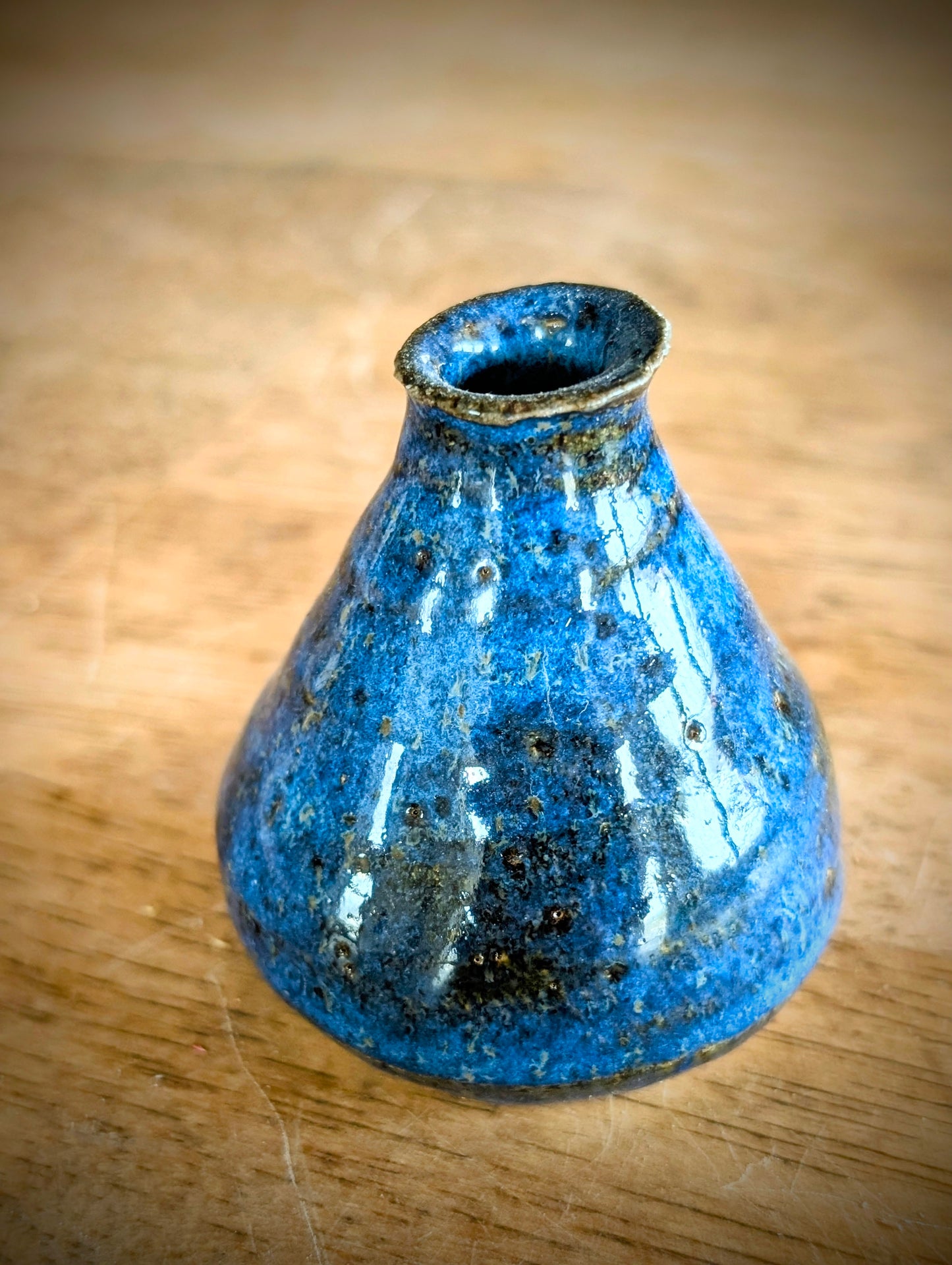 Blue Speckled Bud Vase